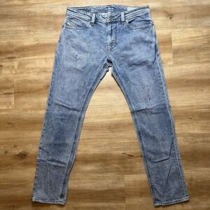 Diesel Thavar Jeans Men 31x30 Blue Slim Skinny Stretch Stone Wash Distress R94E8